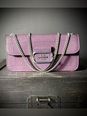 Coach Croc Leather Morgan Xbody in Amethyst CN380